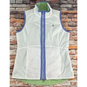 Zero Restriction Oakmont CC Womens S Reversible Jacket Vest Full Zip White Green
